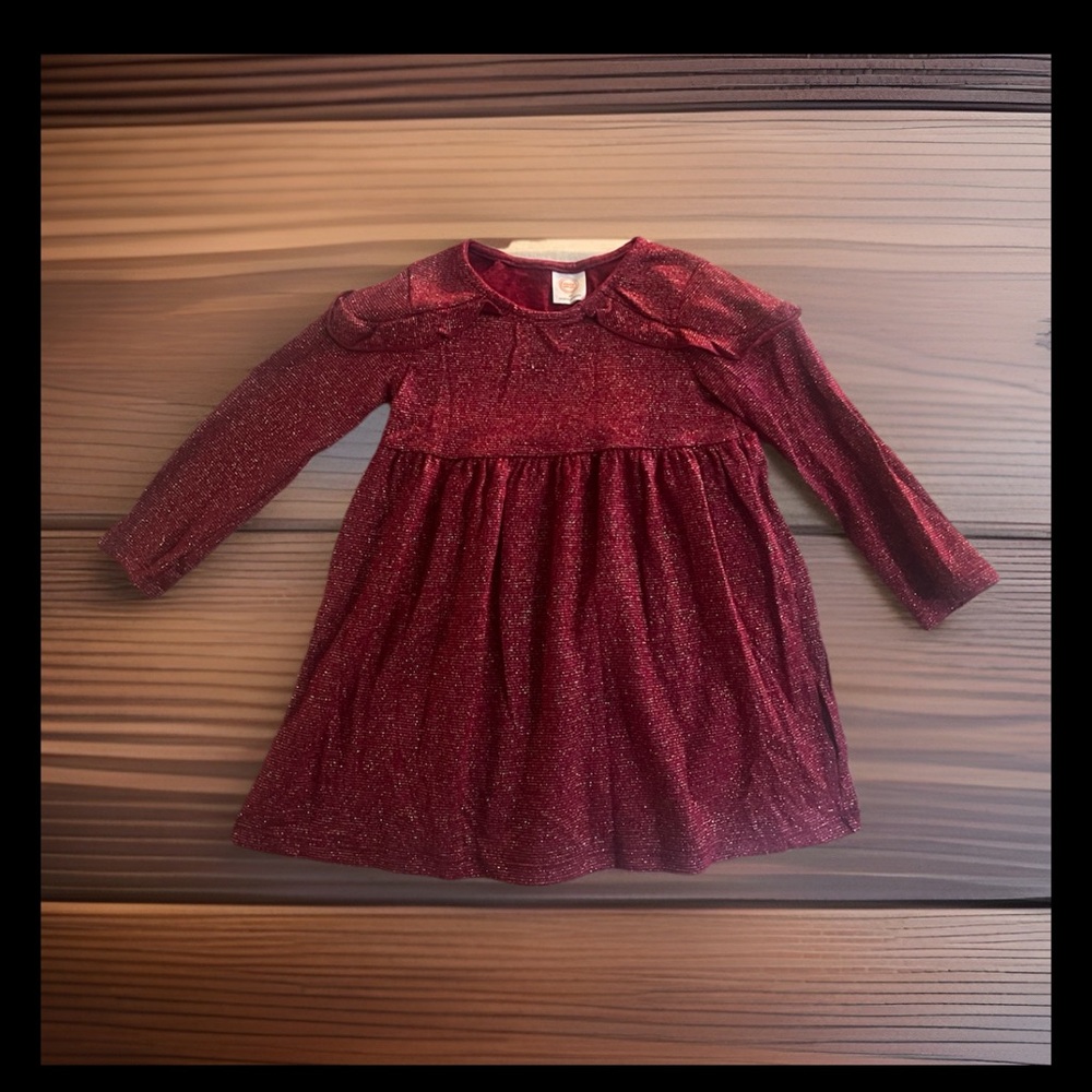 wonder nation Sparkle Long-Sleeve Burgundy Dress
